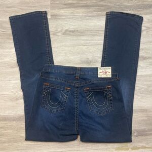 Y2K True Religion Jeans with Orange Accents sz 32 becca mid-rise bootcut